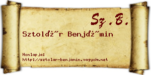 Sztolár Benjámin névjegykártya